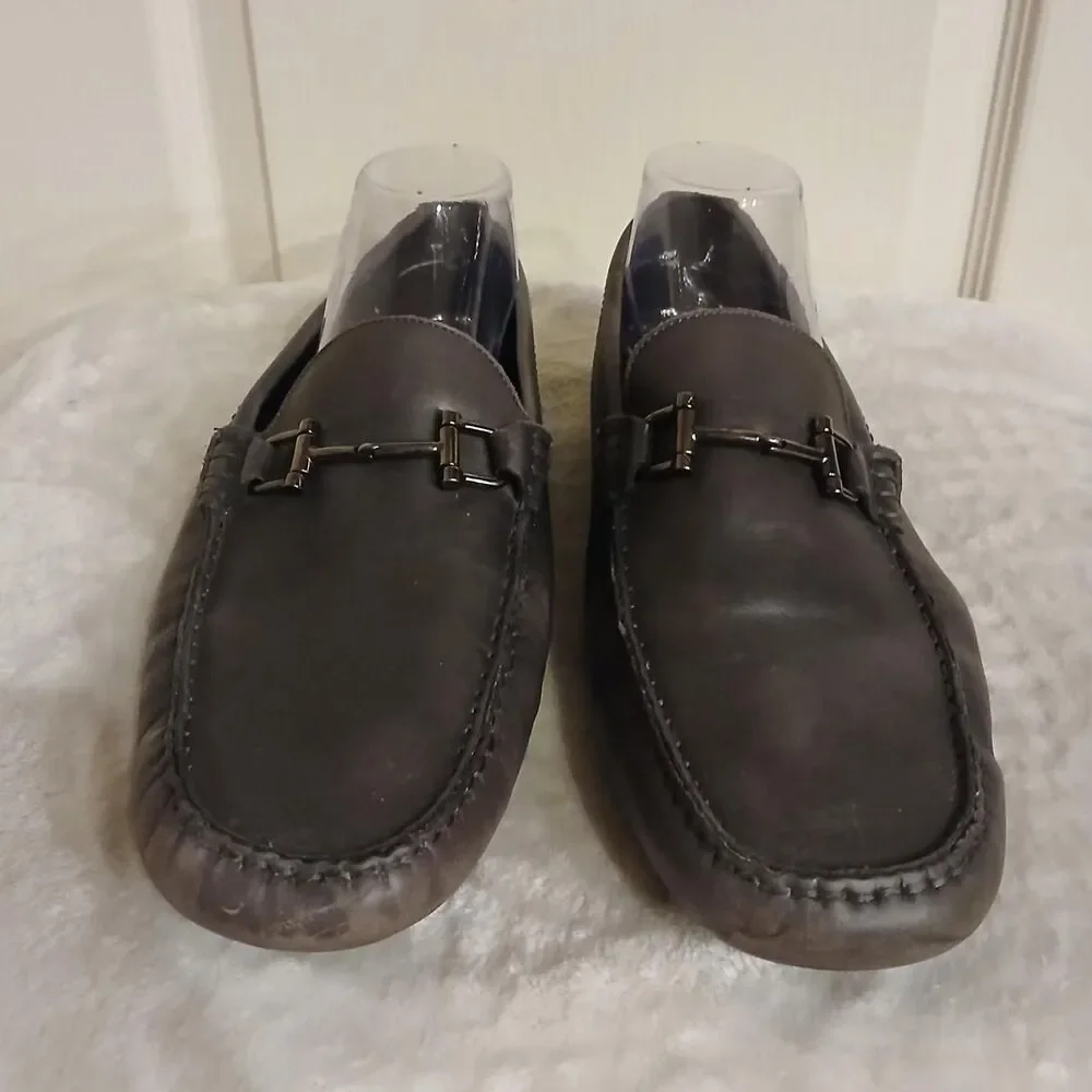 Gray Italian Leather Bit Driver Loafers by To Boot New York Adam 10 Old Money